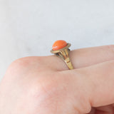 Vintage 8K Yellow Gold Orange Coral Ring, 60s