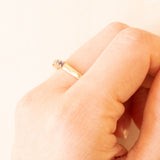 Vintage-Ring aus 14 Karat Gelbgold mit Amethyst, Rosenquarz, Citrinquarz, grünem Peridot, blauem Topas und Iolith, 90er Jahre