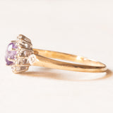Vintage-Gänseblümchenring aus 9-karätigem Gelb- und Weißgold mit Amethyst (ca. 0.30 ct) und Diamanten (ca. 0.14 ct), 70er Jahre