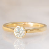 Solitaire vintage en or jaune 14 carats et diamants taillés en brillant (env. 0.45 ct), années 70
