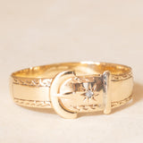 Vintage-Gürtelschnallenring aus 9-karätigem Gelbgold mit Diamant, 1993