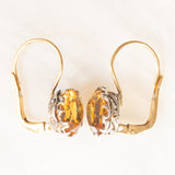 Antike Ohrringe aus 18 Karat Gelbgold und Silber mit Citrinquarz (ca. 4 Karat), Anfang des 900. Jahrhunderts