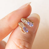 Vintage-Ohrringe aus 9-karätigem Gelb- und Weißgold mit Tansaniten (ca. 0.40 ctw) und Diamanten (ca. 0.04 ctw)
