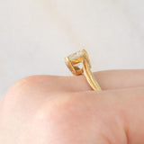 Solitario vintage in oro giallo 9K con quarzo rutilato (1.35ct)
