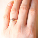 Vintage-Blumenring aus 9-karätigem Gelbgold mit Diamanten (ca. 0.07 ctw), 1984