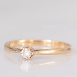Solitario vintage in oro giallo 9K con diamante di taglio brillante (0.10ct ca.), anno 1982