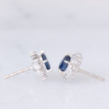 Orecchini a margherita vintage in platino con zaffiri (1.96ctw) e diamanti (0.34ctw), anni ‘90