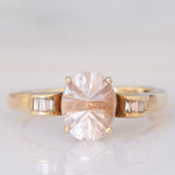 Anello da cocktail vintage in oro giallo 8K con morganite (1.50ct ca.) e diamanti