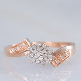 Anello contrarier a fiore in oro rosa 9K con diamanti (0.12ctw ca.)