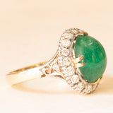Vintage-Gänseblümchenring aus 14-karätigem Gelb- und Weißgold mit Smaragd (ca. 6 Karat) und Diamanten (ca. 0.85 Karat), 60er Jahre