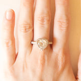 Vintage-Ring aus 14-karätigem Gelbgold mit Aquamarin im Herzschliff (ca. 2.20 ct) und Diamanten im Brillantschliff (ca. 0.22 ctw), 80er/90er Jahre