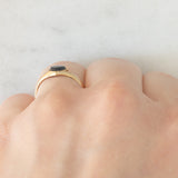 Anello vintage in oro giallo 9K con onice di taglio a cuore, anno 1989