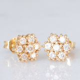 Orecchini a margherita vintage in oro giallo 14K con diamanti di taglio brillante (0.50ctw ca.)