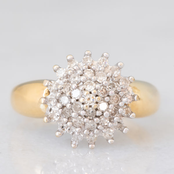 Anello vintage a fiore e a fascia con diamanti (0.52ctw ca.), anni ‘60/‘70