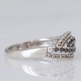 Anello vintage in oro bianco 9K con diamanti bianchi e diamanti neri (0.25ctw ca.)
