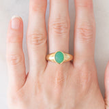 Anello a fascia vintage in oro giallo 9K con crisoprasio, anni ‘80