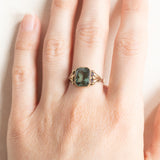 Vintage-Ring aus 8-karätigem Gelbgold mit grünem Spinell (ca. 3 Karat), 60er Jahre