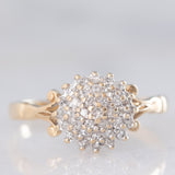 Anello a fiore vintage in oro giallo 9K con diamanti (0.18ctw ca.), anni ‘80