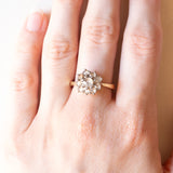 Antique 14K yellow gold and silver daisy ring with rose cut diamonds (approx. 0.60ctw), late 800s