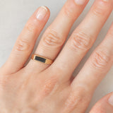 Anello vintage in oro giallo 9K con onice, anno 1986