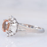 Anello ballerina in platino con topazio imperiale (1.85ct) e diamanti (0.72ctw), anni ‘80/‘90