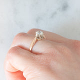 Solitario retrò in oro rosa 14K con diamante di taglio vecchia miniera (0.50ct ca.), anni ‘40