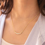 Moderne Halskette aus 8-karätigem Gelbgold und weißen Diamantimitatsteinen, 90er Jahre