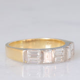 Bague vintage en or jaune et blanc 18 carats avec diamants taille baguette (environ 1 ct), années 80