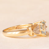 Vintage 9K yellow gold ring with aquamarine (0.60ct approx.) and diamonds (0.03ctw approx.), year 1983