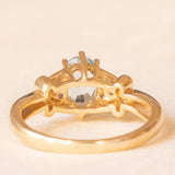 Vintage 9K yellow gold ring with aquamarine (0.60ct approx.) and diamonds (0.03ctw approx.), year 1983