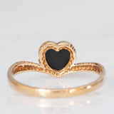 Anello vintage in oro giallo 9K con onice di taglio a cuore, anno 1989
