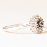 Vintage 9K white gold ring with treated black diamonds and white diamonds (approx. 0.25ctw)