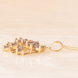 Vintage-Halskette mit Kette aus 9-karätigem Gelbgold und Anhänger aus 9-karätigem Gelbgold mit Tansaniten (ca. 0.48 ctw) und Diamanten, 80er/90er Jahre