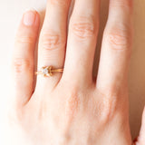 Vintage-Solitär aus 14-karätigem Gelb- und Weißgold mit Diamant (ca. 0.015 ct), 70er Jahre