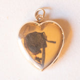 Colgante fotográfico vintage en forma de corazón con lámina de oro amarillo de 9 quilates sobre metal, años 50/60