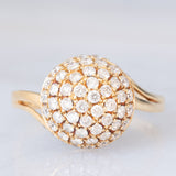 Anello tourbillion vintage in oro giallo 14K e diamanti (1.10ctw ca.), anni '70