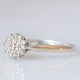 Anello a fiore vintage in oro bianco 9K con diamanti (0.10ctw ca.), anni ‘70/‘80