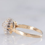 Anello a fiore vintage in oro giallo 9K con diamanti (0.18ctw ca.), anni ‘80