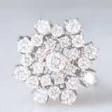 Anello a fiocco di neve vintage in oro bianco 18K con diamanti di taglio brillante (1.33ctw ca.), anni ‘70