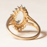 Винтажное кольцо «Маргаритка» из желтого и белого золота 9 карат с зеленым кварцем и бриллиантами, 70-80-е гг.