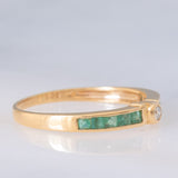 Tre anelli vintage in oro giallo 14K con rubini/smeraldi/zaffiri e diamanti, anni ‘70