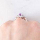 Anello a margherita vintage in platino con rubino (1.61ct) e diamanti (0.60ctw), anni ‘80/‘90