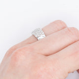 Anello a fascia in platino con pavé di diamanti di taglio brillante (1ctw), anni ‘80