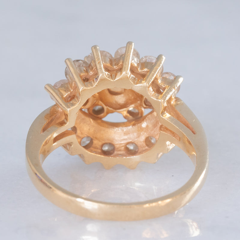 Anello vintage in oro giallo 14K con diamanti di taglio brillante (1.90ctw ca.), anni ‘70