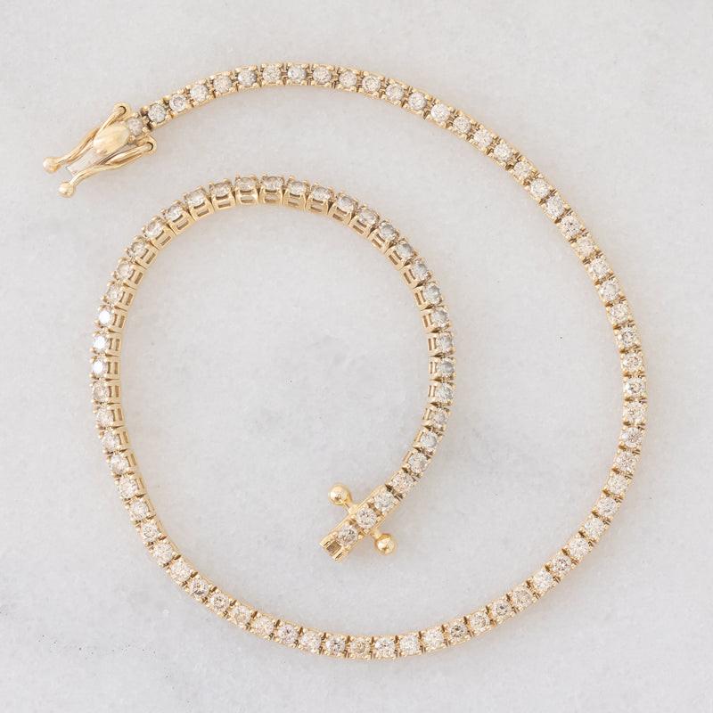 Tennis vintage in oro giallo 14K con diamanti di taglio brillante (1.80ctw ca.), anni ‘90/anni ‘2000