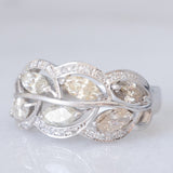 Anello “pianta con foglie” in platino con diamanti (1.50ctw), anni ‘90/anni ‘2000