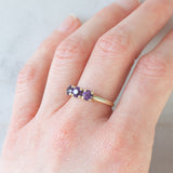 Trilogía vintage de oro amarillo de 14 quilates con amatistas (aprox. 0.90 cts), década de 90