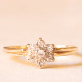Vintage-Blumenring aus 9-karätigem Gelbgold mit Diamanten (ca. 0.07 ctw), 1984