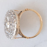 Antiker Patch-Ring aus 18 Karat Gelbgold und Silber mit Diamanten im Rosenschliff (ca. 1.40 ctw), Anfang des 900. Jahrhunderts