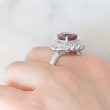 Anello vintage in platino con tormalina (3.50ct) e diamanti (1.22ctw), anni ‘80
